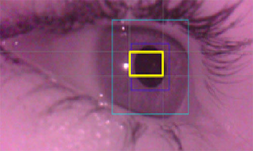 Image of eye tracking technology, close up on human eye